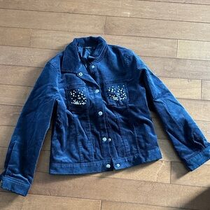 Blue Corduroy Jacket with Studded Pockets